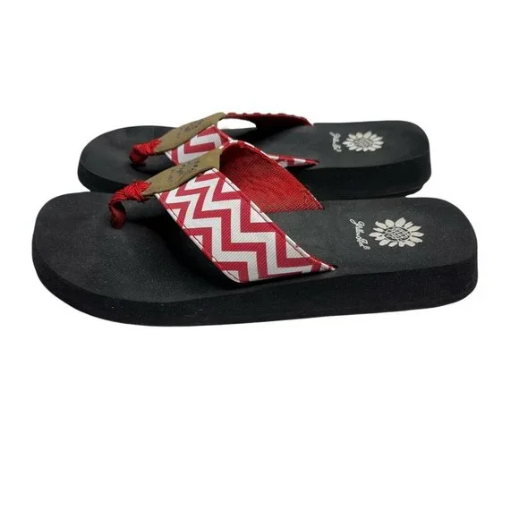 Yellow Box Flip Flop Sandals Red & White Chevron Thong Flip Flops Women's Size 7 - Picture 7 of 12